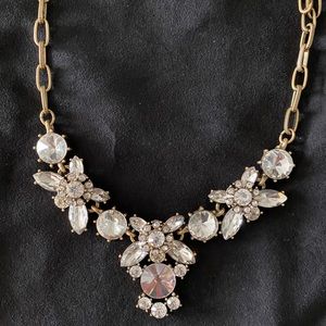 J Crew Gold Brass Chain Crystal Necklace